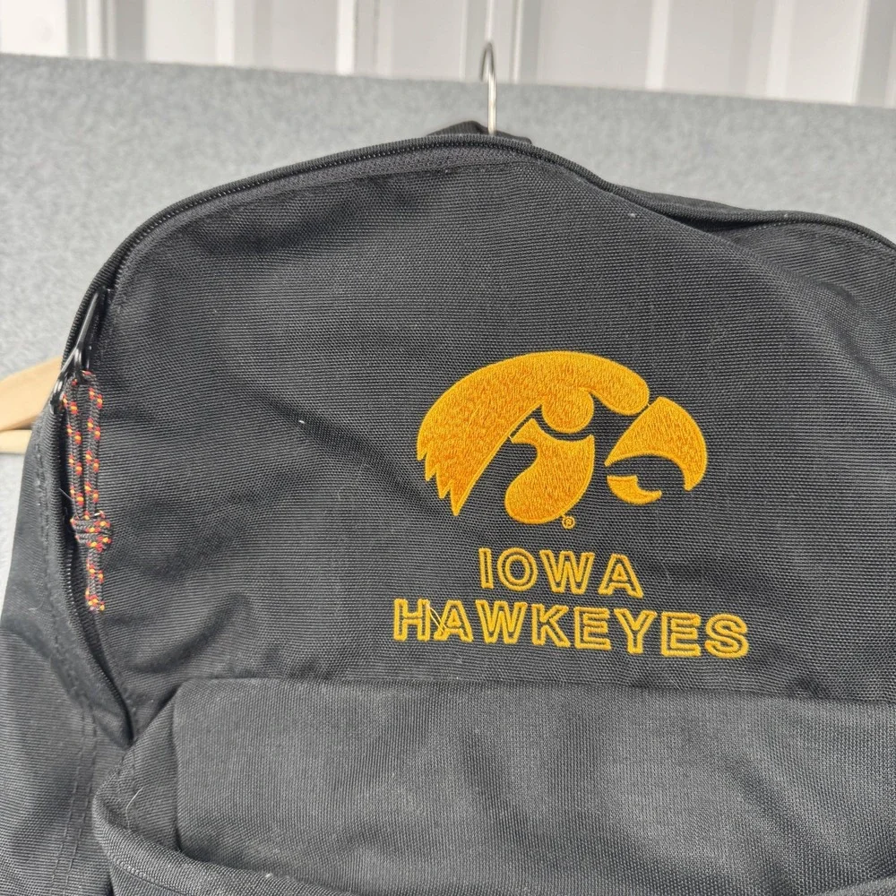 Vintage Eastpak Backpack Iowa‎ Hawkeyes Black Made in USA Embroidered Canvas
